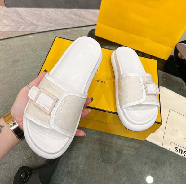 

genuine designer slippers leather same style for women's summer outwear leisure vacation beach slippers 2024 spring flat shoes full pac, Black