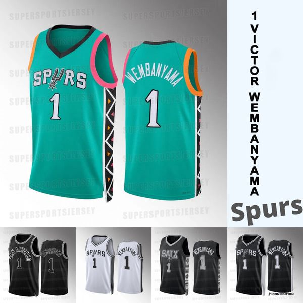 

1 victor wembanyama " spur" basketball jerseys keldon johnson devin vassell devonte' graham tre jones jakob poeltl jersey 100, Black;red