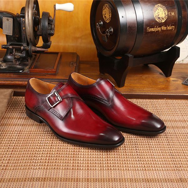 

berluti men's leather shoes comfortable formal shoes genuine leather soles handmade luxury, high-end customization manual coloring sing, Red;white