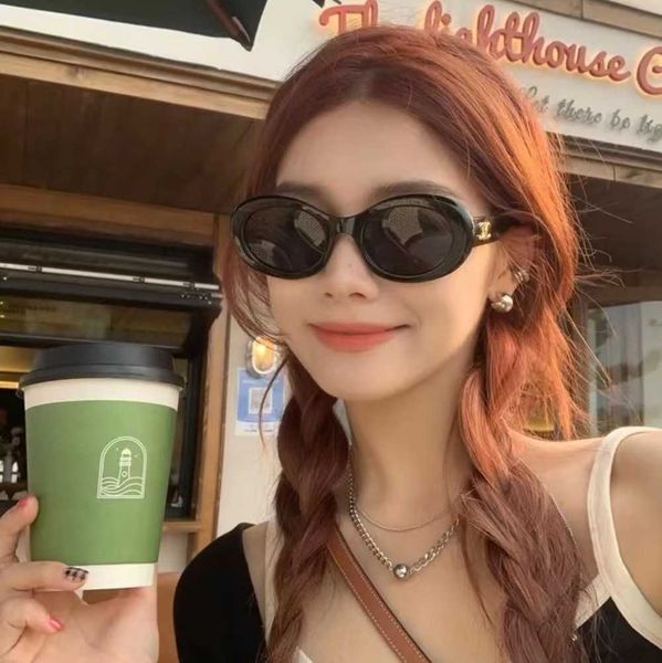 

2023 design lens factory 80% retail2023 new arc de triomphe oval sunglass women's advanced, White;black