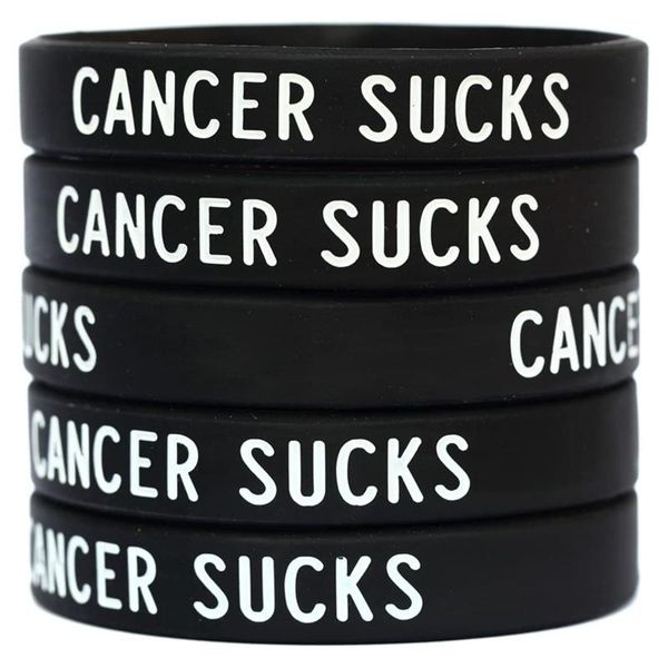 

bangle 200pcs cancer sucks wristbands silicone bracelets, Black