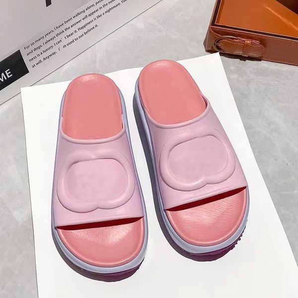 

2023 designer slippers for women men brown black pink thick bottom fashion slides embroidered beach sandals with box
