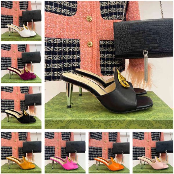 

2023 spring and summer new brand high heel sandals with interlocking g sandals sheepskin inner heel height: 7cm size: 35-42 with box, Black