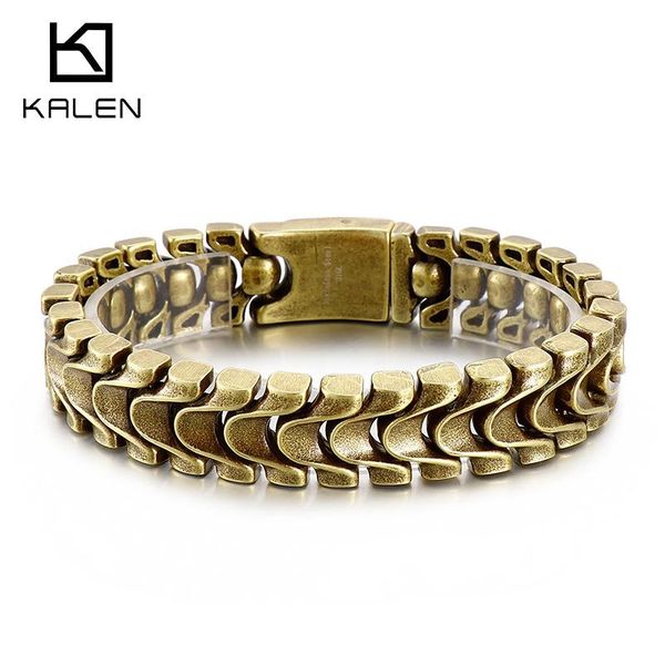 

bangle kalen vintage 16mm viking bone chain stainless steel men's bracelet gothic combination chains punk jewelry, Black