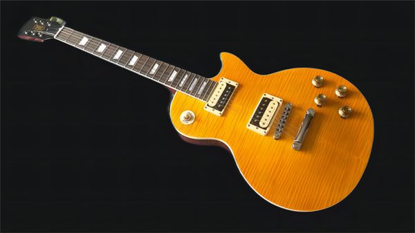

senior custom yellow slash guitar seymour duncan pickups slash appetite afd vos flamed yellow electric guitar one piece body neck