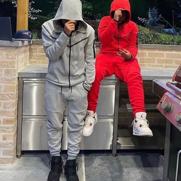 

men's tracksuits splicing sports fitness zipper suit autumn sportswear running hooded trousers sweater casual 230520, Gray