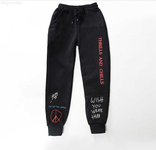 

men's pants fleece trousers letter printed women men jogging hip hop streetwear sweatpants, Black