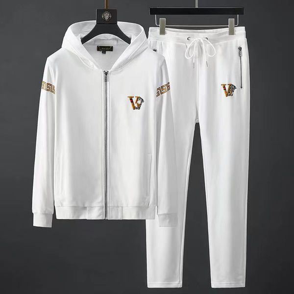 

sportswear men's sportswear luxury designer two piece jacket hoodie pants embroidered fashion casual style, Black;brown