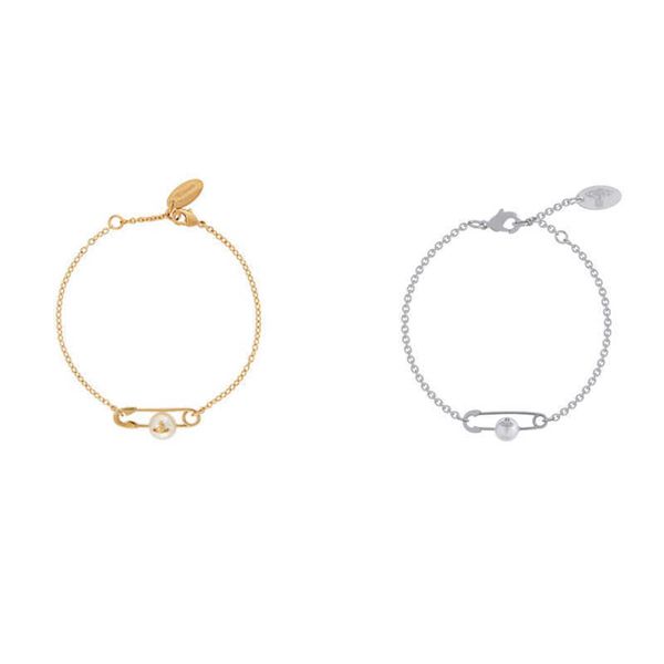 

vivienne empress dowager nancy saturn pins pearl bracelets star style punk fashion, Golden;silver