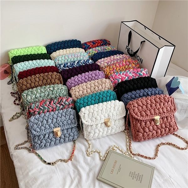 

waist bags sac a main femme for women hand woven bag strip thread hook knitted womens casual shoulder crossbody clutch 230520