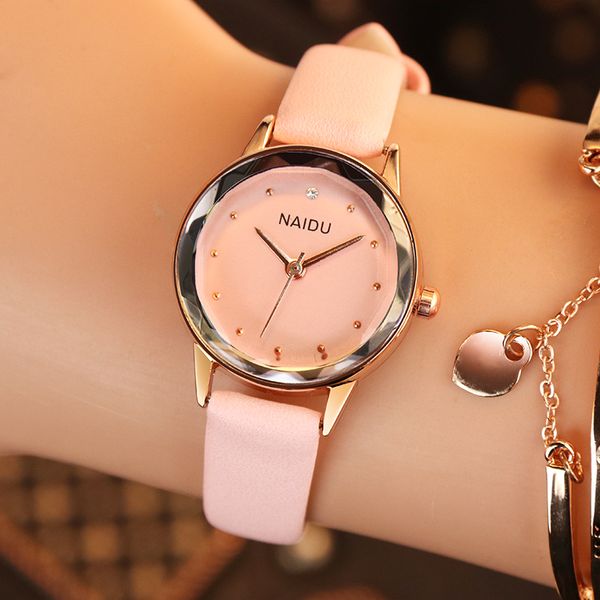

new women's watch brand naidu relogio feminino fashion leather wristwatch ladies watch clock mujer bayan kol saati montre reloje, Slivery;golden