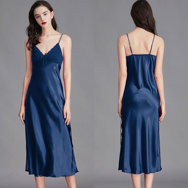 

pyjamas nightgowns for women long sleeveless night gowns satin silk chemise lingerie slip dress nightwear sleep shirt for ladies 230520, Black;white