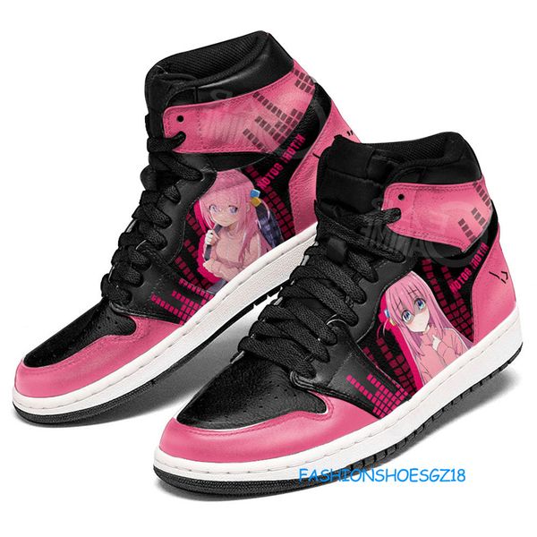 

fashion anime casual shoes men women bocchi the rock hitori gotoh sneakers italy high manga leather designer custom couple animes sports sh, Black