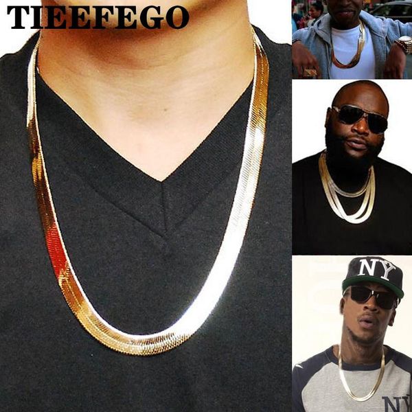 

necklaces tieefego brand necklace long/choker wholesale 10mm vintage casual gold color hip hop chain for men jewelry maxi necklace gifts, Silver