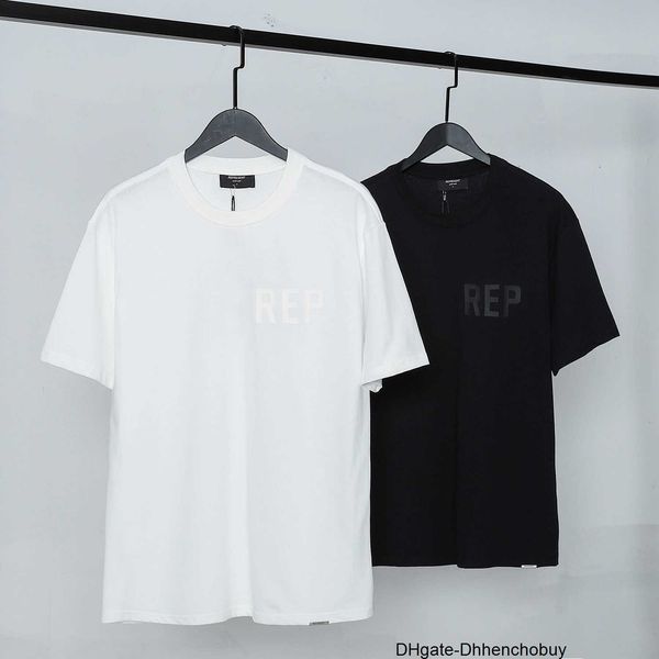 

rep spring and summer 2022 rep fashion letter press glue simple loose men's women's short sleeve shirts, White;black