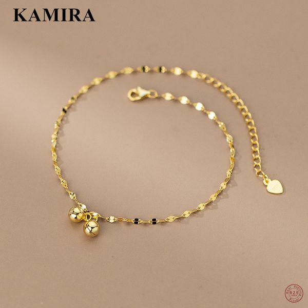 

anklets kamira real 925 sterling silver punk elagant disc double bell anklet for women wedding classic romantic couples fine jewelry 230520, Red;blue
