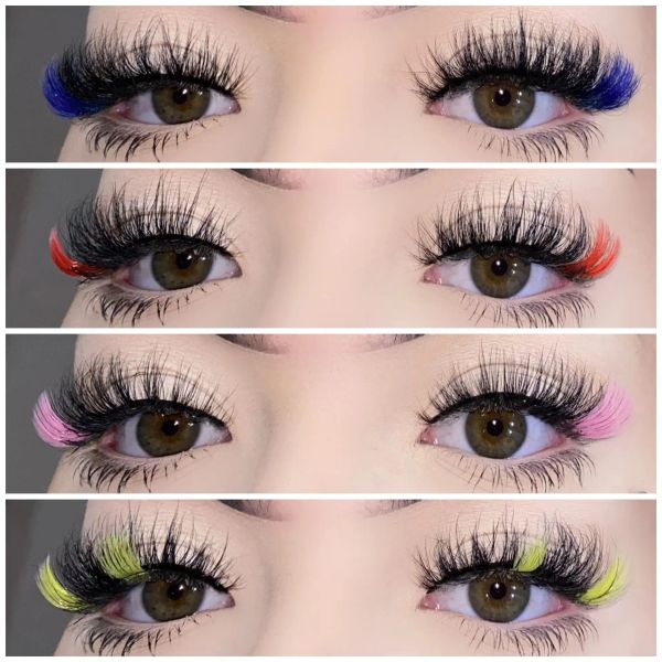 

color eyelash mink 3d fake lashes natural long 20mm colored lash eyelashes party makeup kit colorful false eye lashes