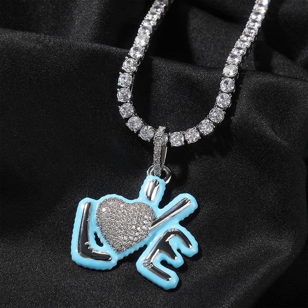 

drip oil bubble love heart pendant necklace men women lover couple jewelry gift, Silver