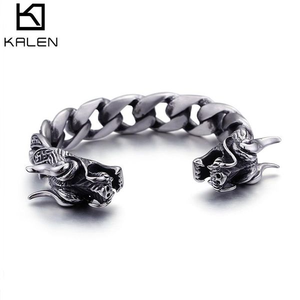 

bangle kalen punk style animal bangles dragon bracelet men's stainless steel vintage jewelry dropshipping, Black