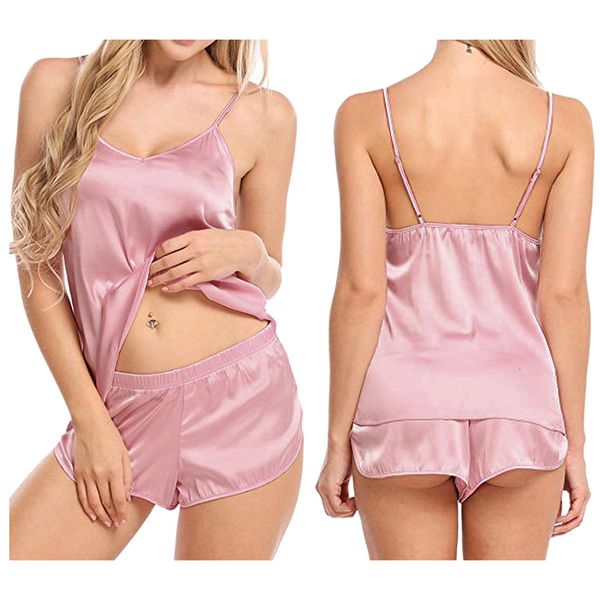 

women's sleepwear women's pajama set imitation silk underwear pajama home clothing underwear sleeveless shorts pajama set 230520, Black;red