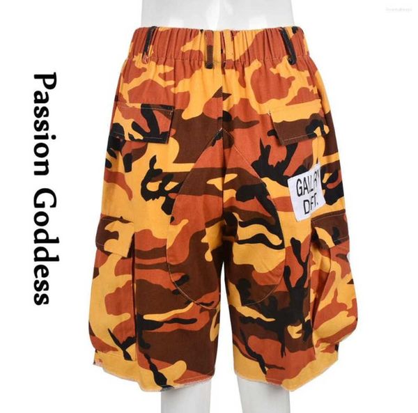 

women's shorts street cool women camouflage mid high waist mid-sweatpants letter camo multi-pocket femme party baggy cargo 3ess, White;black