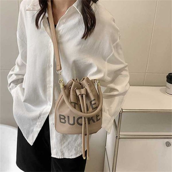 

50% off 2023 handbag spring new personalized letter shoulder fashion trend handheld women's simple pu leather crossbody bucket bag