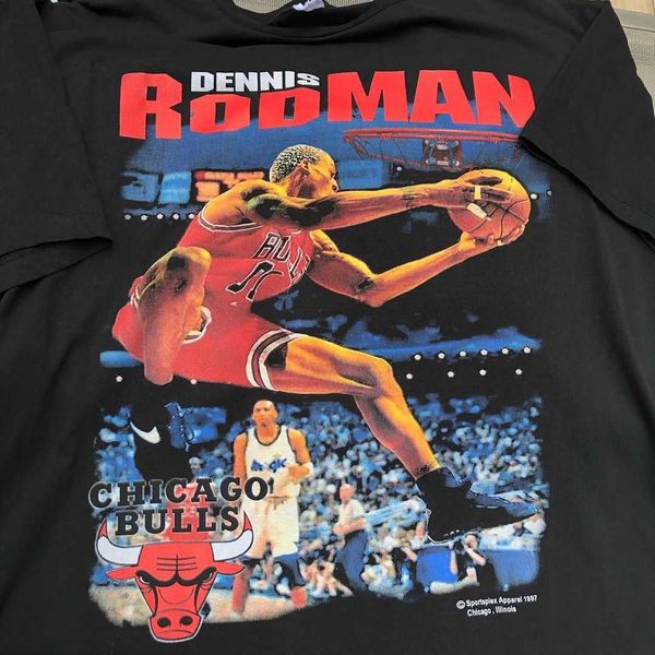 

ausmss cool cotton treasure house american vintage rodman 90s short sleeve t-shirt men's and women's sports, White
