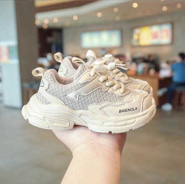 

athletic outdoor toddler children sneakers platform air mesh mix-color kids casual shoes handsome trendy four colors 21-36 boys girls traine, Black
