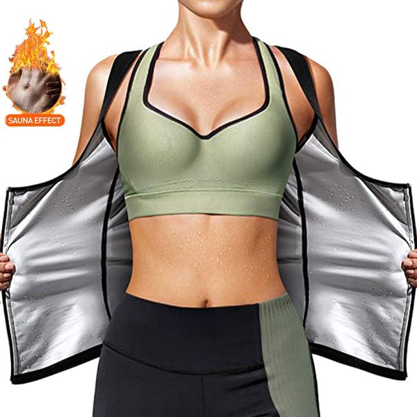 

women's shapers sauna shaping tank sweat weight loss waist training tight corset gym fitness thermal exercise zippered shirt 230520, Black;white