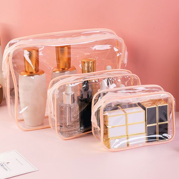 

cosmetic bags cases 1pcs travel organizer clear makeup bag women beauty toiletry kit wash pouch transparent pvc small large zipper 230520
