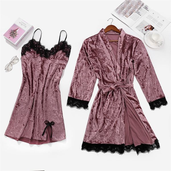 

women's sleepwear pajamas winter 2pcs lace velvet for women pajama set warm nightdress home clothes pijamas  230520, Black;red