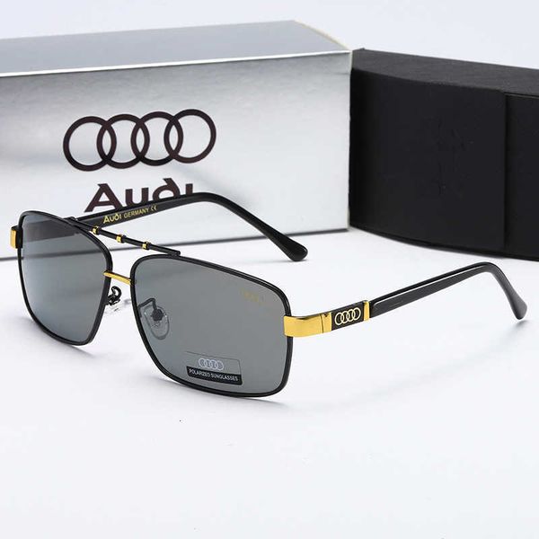 

designer audi cool sunglasses luxury four circles polarized for men's square high-definition driving new metal glasses, White;black