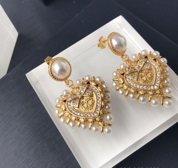 

stud vintage pearl 925 silver needle stud earrings women's jewelry, Golden;silver
