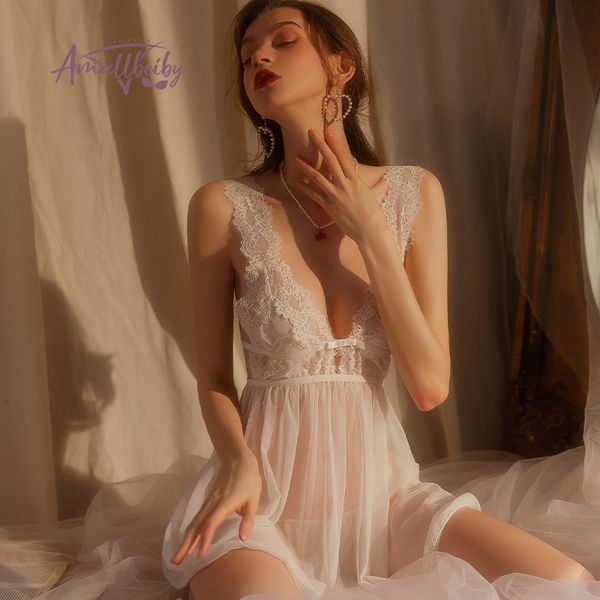 

pyjamas 7 colors mesh sling nightdress lace emotional lingerie nightwear female temptation nighties for women sleeping dress 230520, Black;white