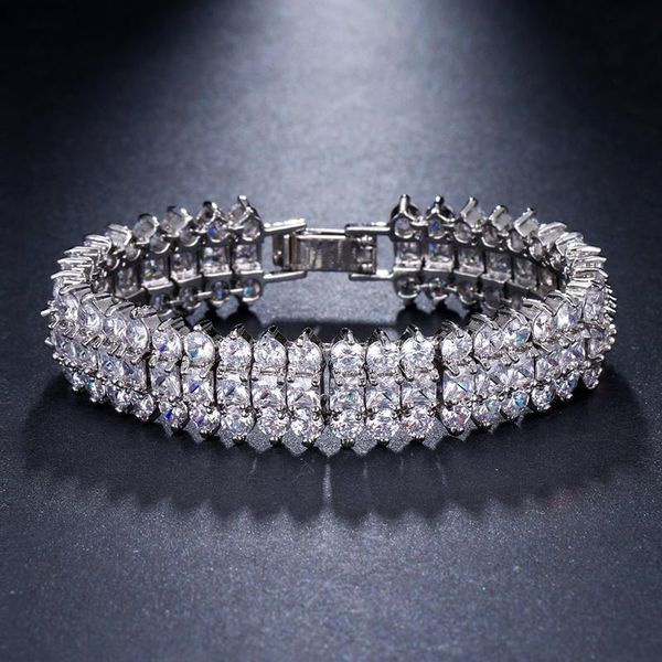 

bangle emmaya brand trendy charm aaa cubic zircon white gold color crystal bracelets for women elegance jewelry wedding party gift, Black