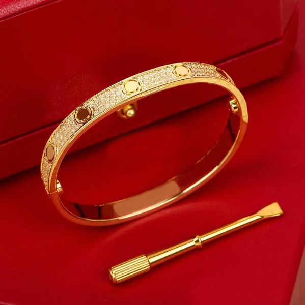 

love bangle full diamond bracelet womens designer jewlery screwdriver bracelets designers party stainless steel chirstmas day gift mens gold, Black
