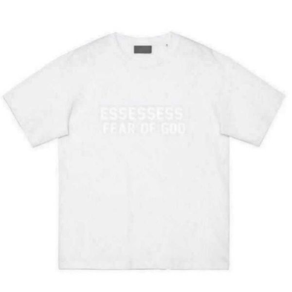 

designer t shirt essentail shirt chest letter laminated print short sleeve high street loose oversize casual t-shirt cotton for men women e, White;black