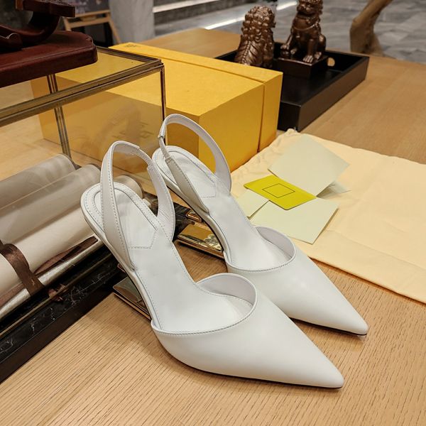 

designer heel sandals luxury women leather metal heel sandal dress shoes summer beach party wedding shoe size 35-41, Black