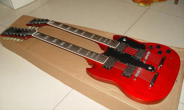 

china guitar custom shop 1275 double neck, cherry electric guitar - oem