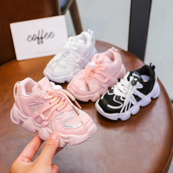 

athletic outdoor size 21-30 kids sneakers baby girls pink football shoes mesh breathable school girls white shoes toddler boy shoes tennis 2, Black