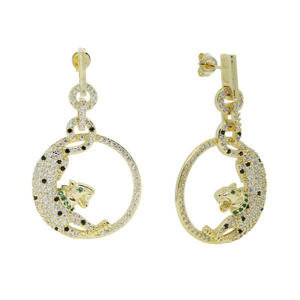 

knot cool animal jaguar charm drop earrin geometric micro pave cz round circle fashion european women jewelry, Silver