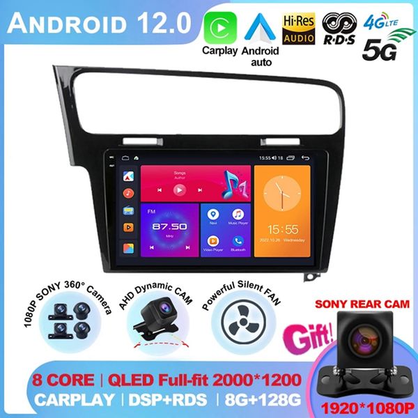

for volkswagen vw golf 7 mk7 gti 2011-2021 car radio carplay hd multimedia android 12 auto qualcomm gps stereo 2din video player-5