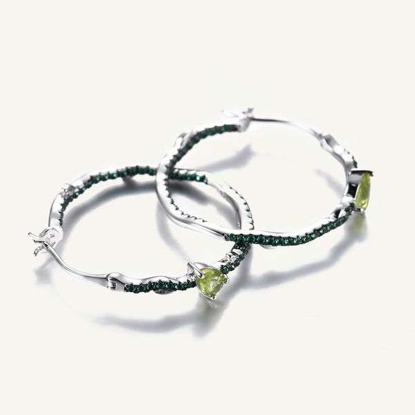 

huggie gem's ballet design 925 sterling silver bridal earrings sets halo natural peridot solitaire engagement earrings women, Golden;silver