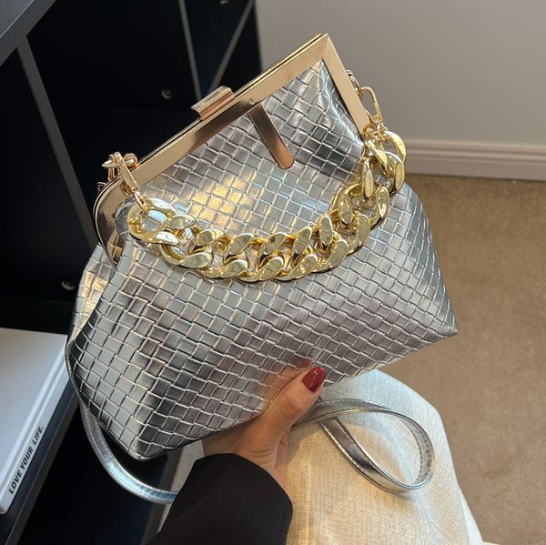 

waist bags solid color trend weaving crossbody for women small clutch female party handbags and purses lady shoulder bag simple 230520