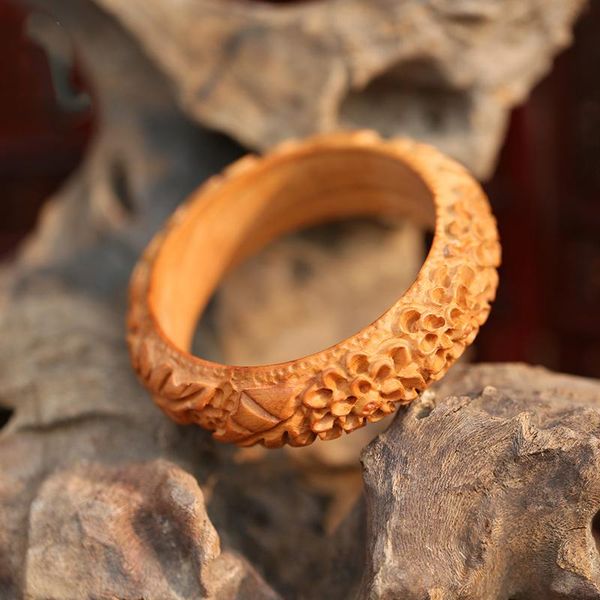 

bangle peach bracelet female handmade carved wooden bracelet women jewelry girls bracelet folk style female lovers gift, Black