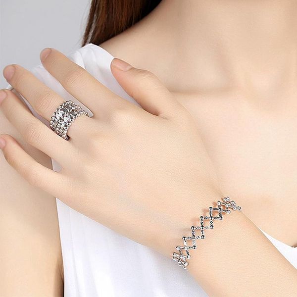 

bangle 2 in 1 adjustable magnetic therapy transforming ring magic folding retractable bracelet telescopic rings change bracelets, Black