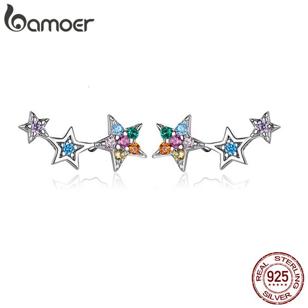 

stud rainbow multiple crystal star stud earrings 925 sterling silver earrings for women engagement jewelry five-pointed star 230520, Golden;silver