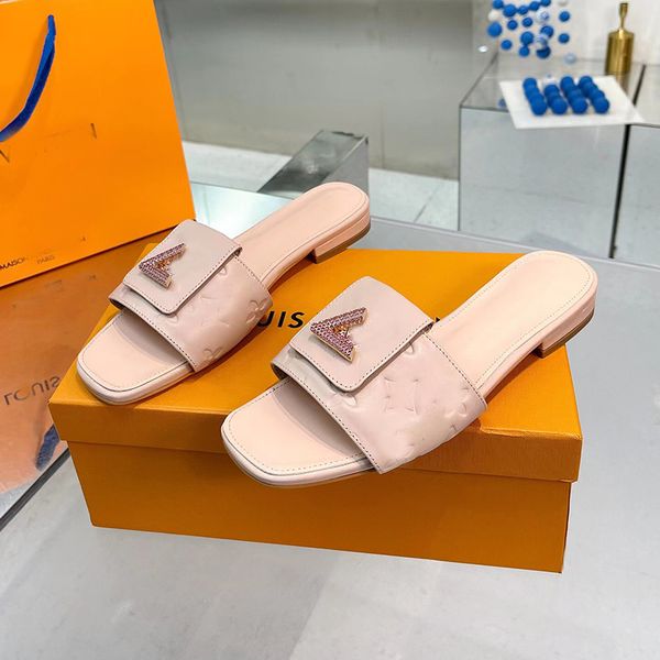 

luxury designer women's slippers summer fashion leather flat heel with buckle sandals casual comfortable ladies shoes l soft large size, Black