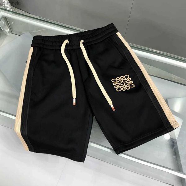 

men's shorts summer new style spliced ribbon stripe simple sports casual shorts men's loose european beach 5/4 big shorts, White;black