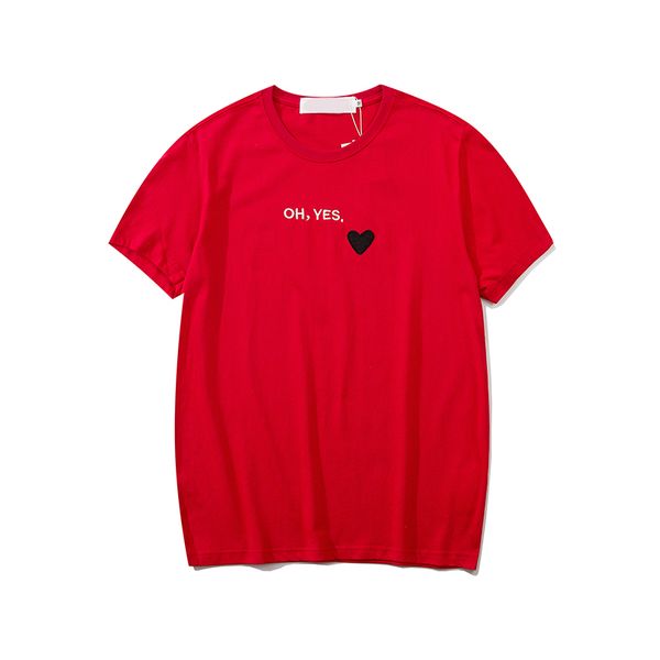 

t-shirts summer cdgs mens play t shirt short sleeve womens des badge garcons embroidery heart red 112, White;black